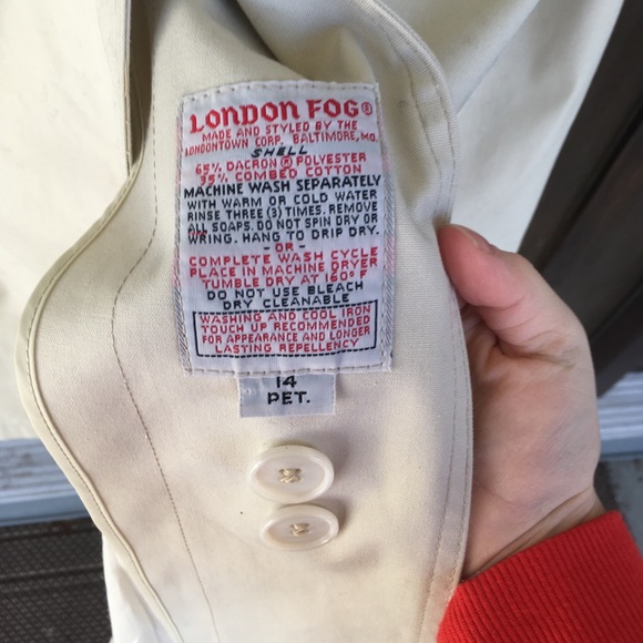 London Fog Cream Single Breasted Button Trench Coat Classic Basic Belt Vintage - Picture 5 of 6